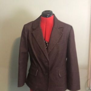 Sports jacket L brown with small cream strips
